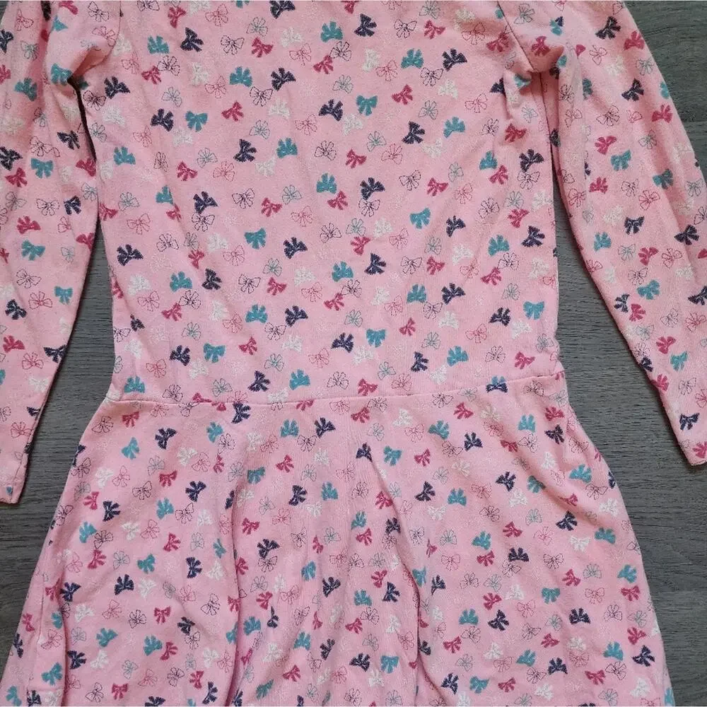 Baby Gap Girl's Pink Long Sleeve Bow Graphic Crewneck Pullover Dress Size 5